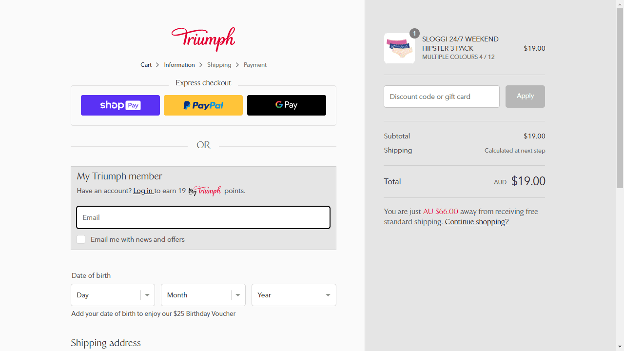How to apply Triumph AU coupon code